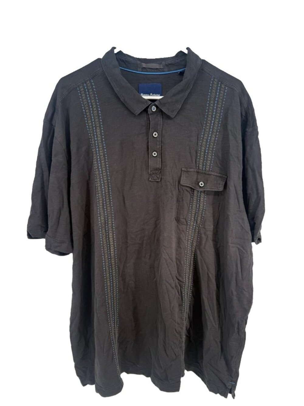 Tommy Bahama Mens Black Embroidered Cuban Havana Polo Shirt SZ 3XL